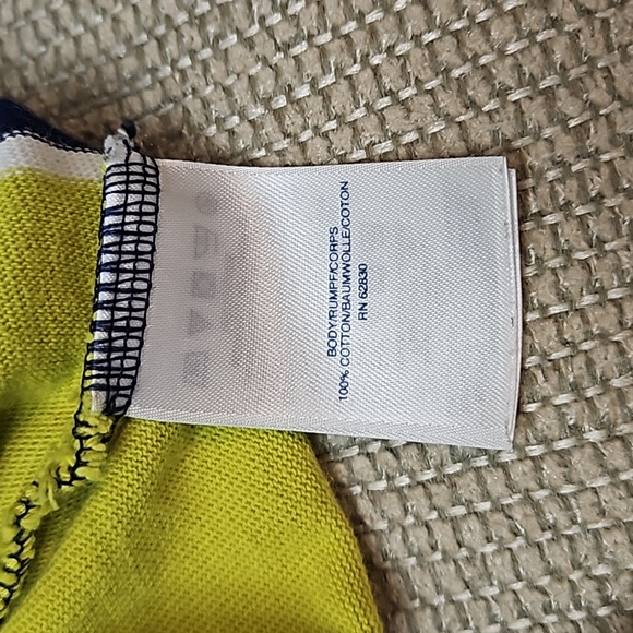 Land's End Rugby Shirt Boys Size 10-12 Blue Yellow- Green Stripes - Picture 5 of 8